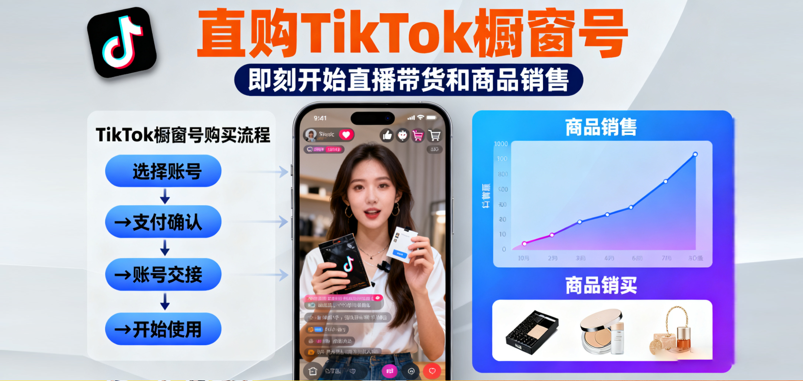 TikTok快速变现：直接购买 TK橱窗号，跳过养号门槛，即刻开始直播带货和商品销售