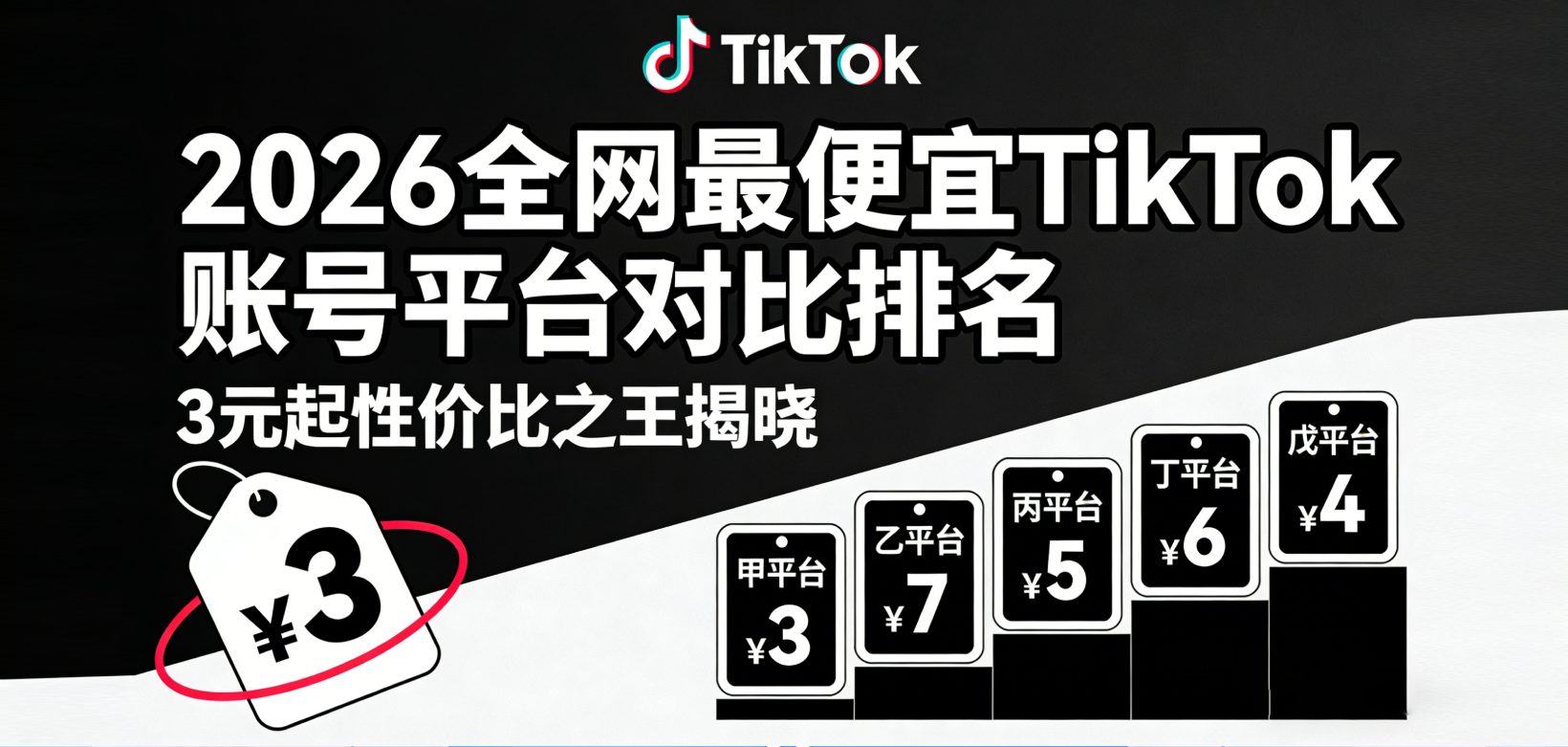2026全网最便宜TikTok账号平台对比排名：3元起性价比之王揭晓（真实测评避坑）