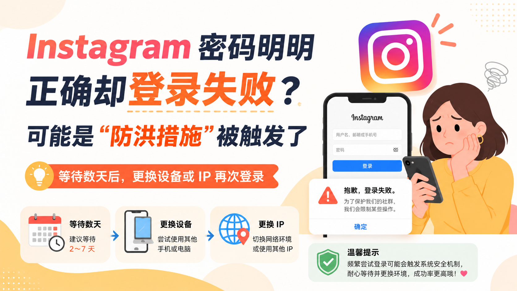 Instagram 密码明明正确却登录失败？可能是“防洪措施”被触发了